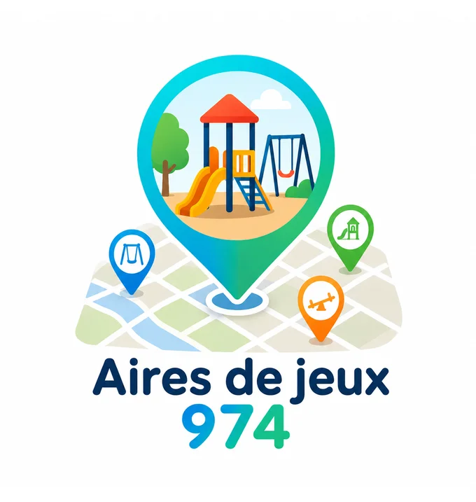 Logo Aires de jeux 974 : une épingle de carte contenant une aire de jeux